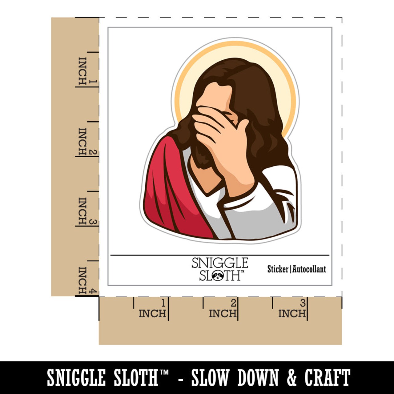 Disapproving Jesus Face Palm Waterproof Vinyl Phone Tablet Laptop Water Bottle Sticker Set - 5 Pack